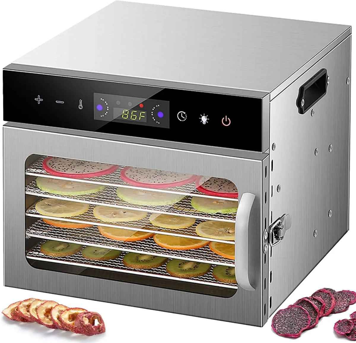 C 6 6-Tier Viandes Et Légumes, Plateaux Grillagés En Acier Inoxydable, pour Déshydrateur Alimentaire Professionnel, Température Réglable De 30 À 90 °C