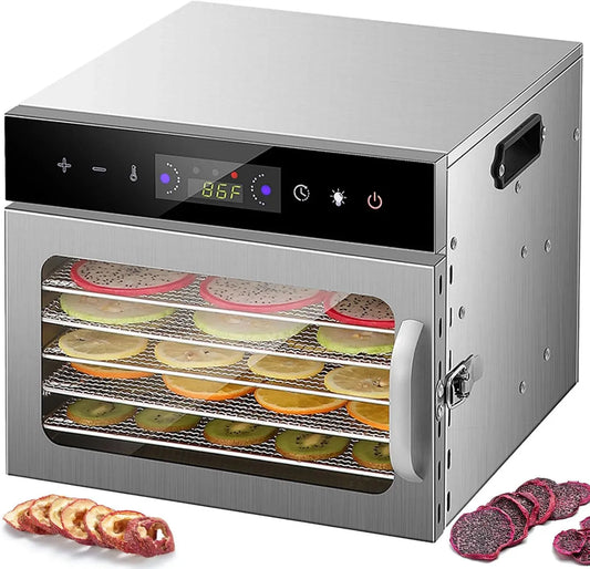 C 6 6-Tier Viandes Et Légumes, Plateaux Grillagés En Acier Inoxydable, pour Déshydrateur Alimentaire Professionnel, Température Réglable De 30 À 90 °C