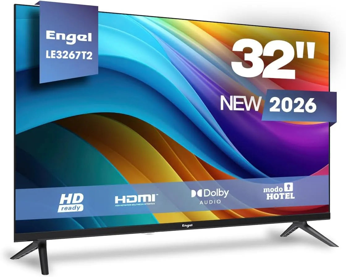 Smart TV LE3267T2, 32 pouces, 1366 × 768, téléviseur, triple tuner DVB-T2, S2, son Dolby, HDMI, USB, noir, Dolby Audio, noir 2026, entrée SAT