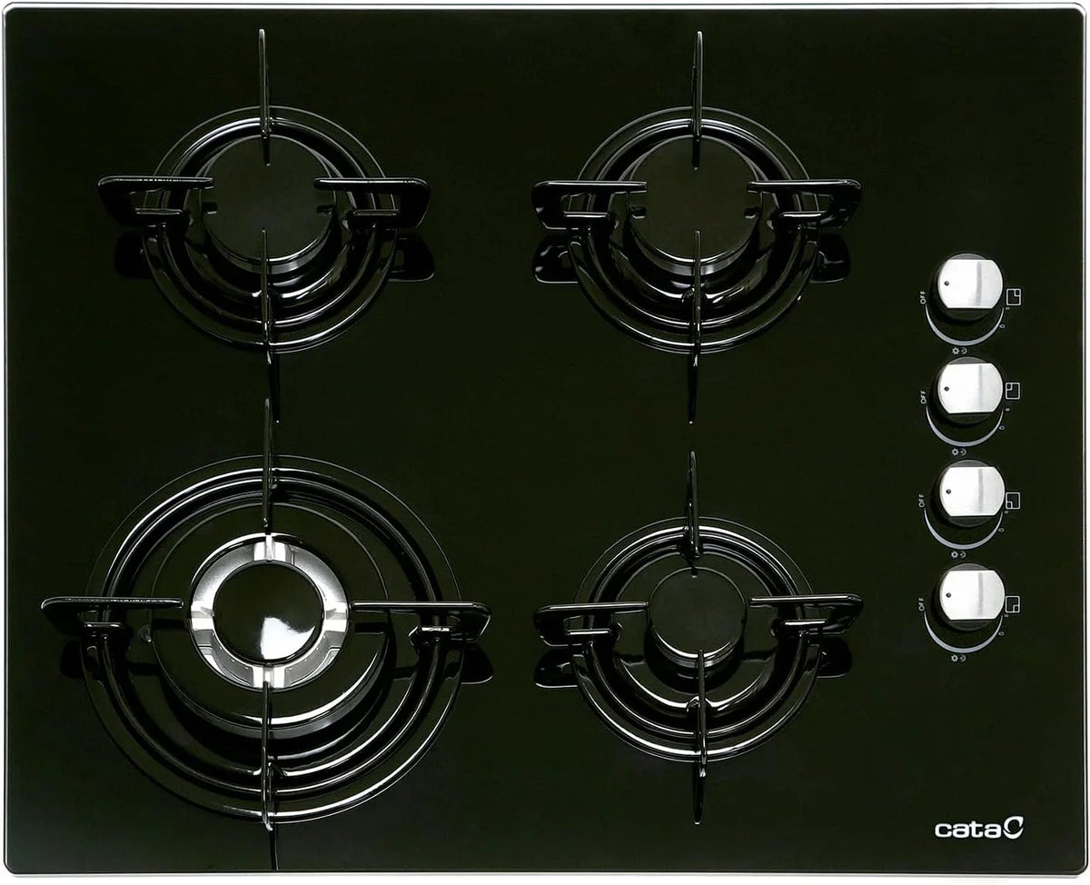 Cata Cuisinière avec four, 59 cm, 4 foyers, CI 631 BK A, A Plaque à Gaz Butane 4 Feux, 1 Triple Couronne