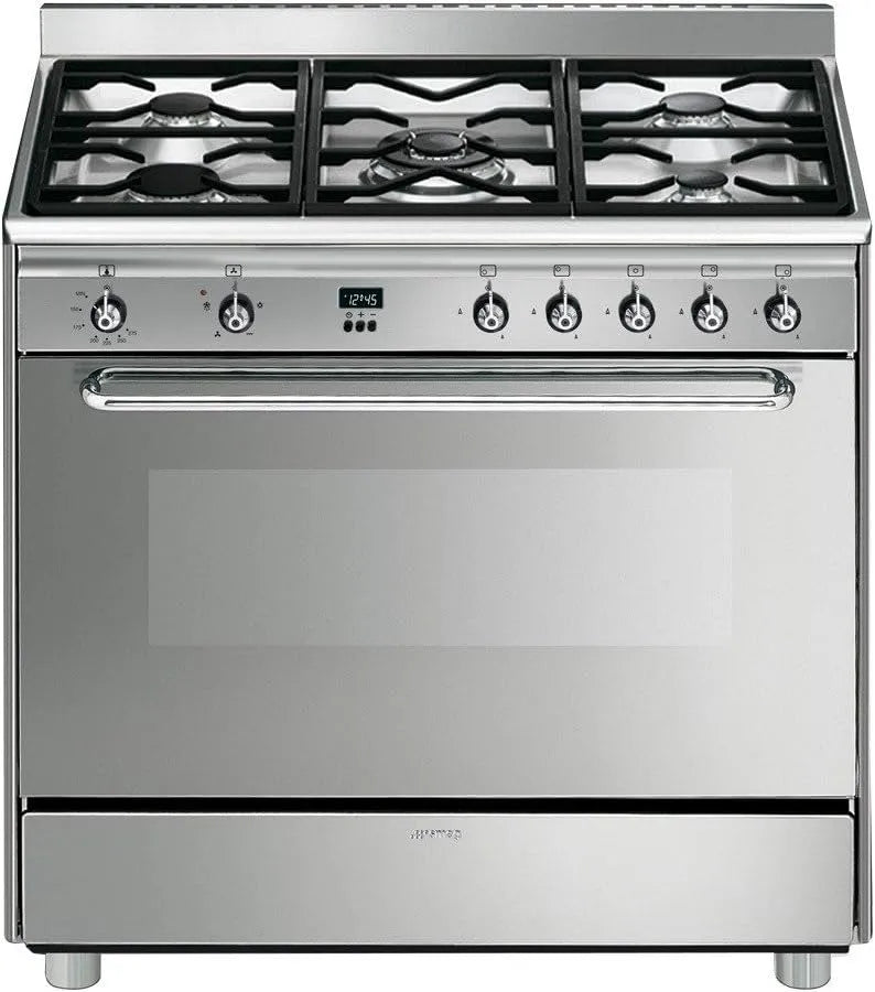 Smeg SCD90GVx Cuisinière avec four, acier inoxydable, Rotatif, Devant, Électronique, Gaz
