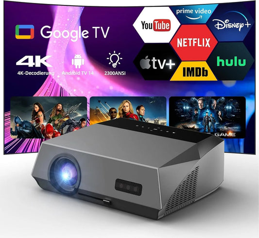 Google 2300ANSI Smart TV, téléviseur, 4K UHD, HDR, son Dolby, HDMI, Wi-Fi, Bluetooth, Android OS, HDR10, HDMI ARC 2, MEMC, Vidéoprojecteur intelligent