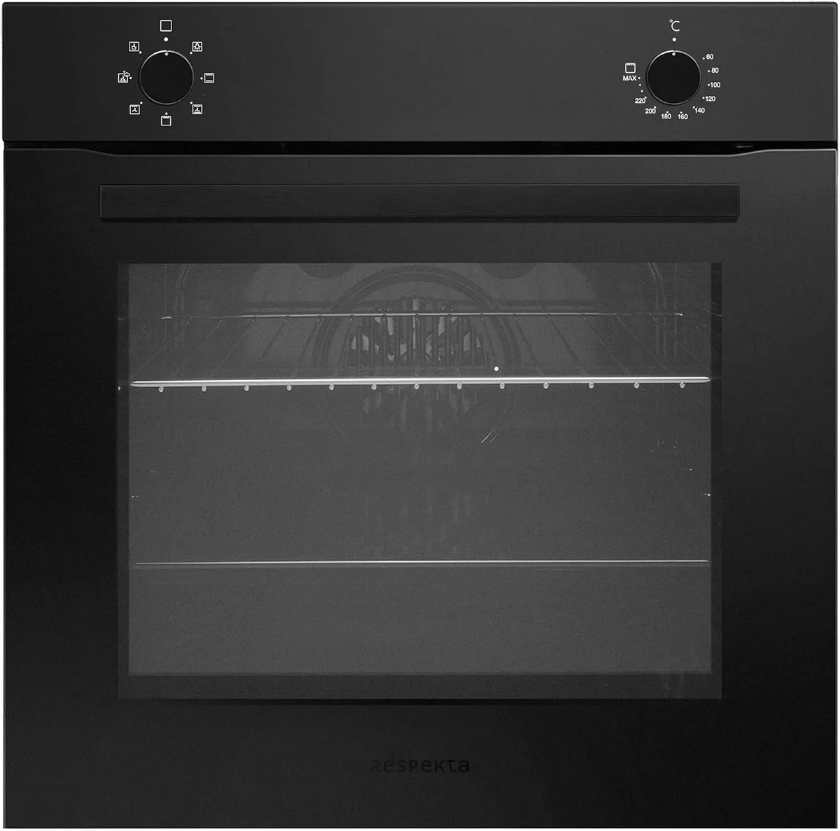 Respekta AB121MS-26 Four électrique, 72 L, classe énergétique E, encastrable, autonome, vapeur, décongélation, noir, 72 litres, 7 modes de cuisson