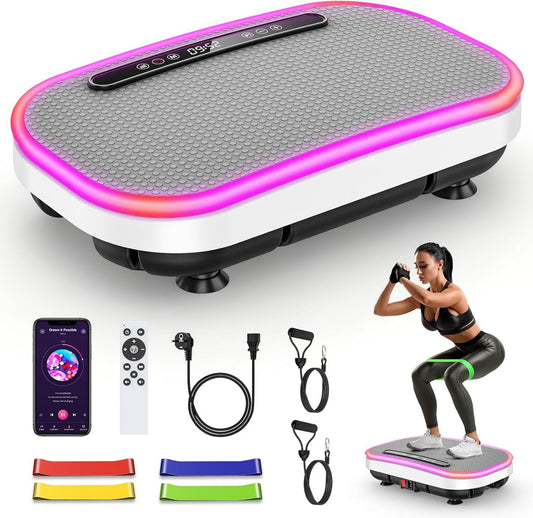 Plateforme vibrante - réglable, avec télécommande, connexion Bluetooth, affichage LED, 150 kg, 120 Niveau x, 9 Modes