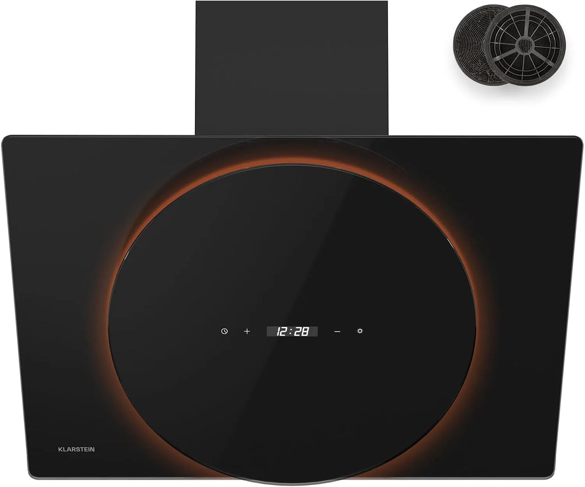 Klarstein K-6500 Hotte aspirante, 60 cm, 600 m3/h, classe énergétique A, hotte de cuisine, éclairage LED, tactile, dalle IPS, noir, Klarstein Total