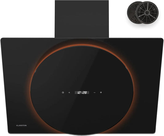 Klarstein K-6500 Hotte aspirante, 60 cm, 600 m3/h, classe énergétique A, hotte de cuisine, éclairage LED, tactile, dalle IPS, noir, Klarstein Total