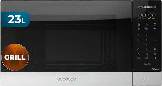Cecotec 3DWave Ready2Clean Micro-ondes, 23 L, 1280 W, 8 programmes, gril, décongélation, four micro-ondes, Jusqu'à 100 min, Écran LED, 1280W Combinée