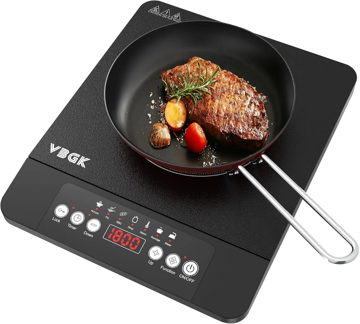 Plaque à induction, 1800 W, 220 V, table de cuisson à induction, tactile, verrouillage, minuteur, portable, écran LCD, 2 zones de température