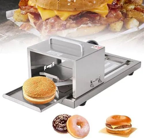 idéale pour les boulangers maison et la cuisine, Trancheuse à bagel et à pain équipé de lame en acier inoxydable, hauteur de tranche réglable pour une