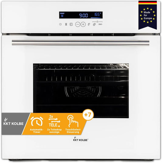 Four électrique EB8015W, 60 cm, 70 L, encastrable, minuteur, gril, Timer automatique, 3kW, 70L, Circulation de l'air, electrique, Air chaud