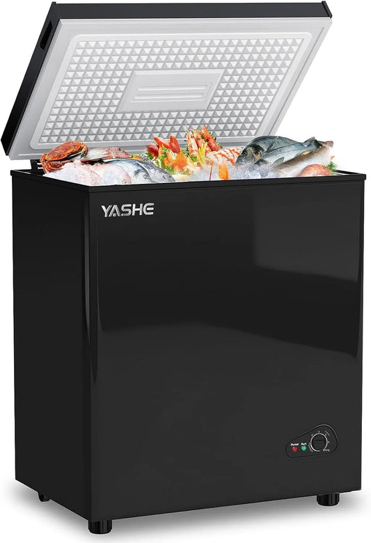 Congélateur, 150 L, 45 dB, YASHE, pose libre, silencieux, amovible, 2 zones de température, noir, faible consommation d'énergie et fonctionnement
