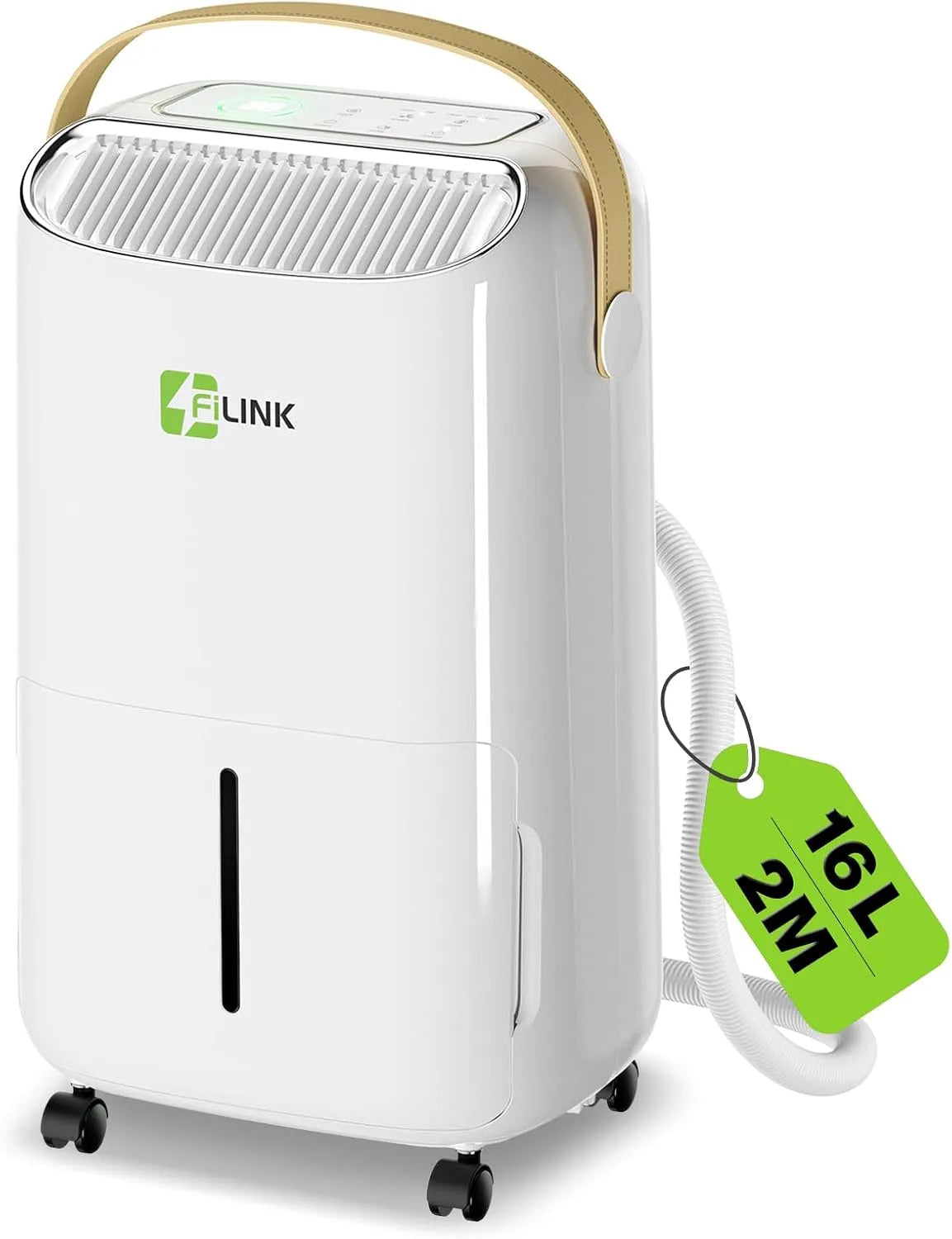 Déshumidificateur, 16 L, Deshumidificateur 16L, Jour 24H, minuteur, Appartement, 45m2, 110m3, Protection Anti Débordement, Verrouillage pour Enfants