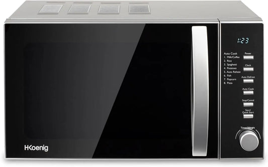 Micro-ondes, 24, 5cm, 20 L, 700 W, H.Koenig VIO2, minuteur, décongélation, noir, Minuterie jusqu'à 60 min, 700W, 6 niveaux de puissance, Design miroir
