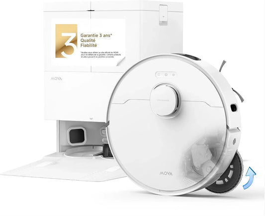 Robot aspirateur, MOVA E50, Aspiration 30 000 Pa, lavage à l'eau chaude 100 °C