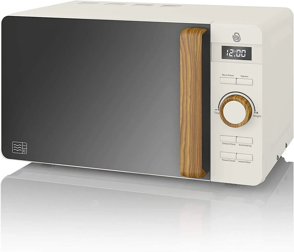 Micro-ondes, 20 L, 800 W, minuteur, blanc, 6 niveaux de puissance, minuterie de 30 minutes, nettoyage facile, mode dégivrage, design moderne