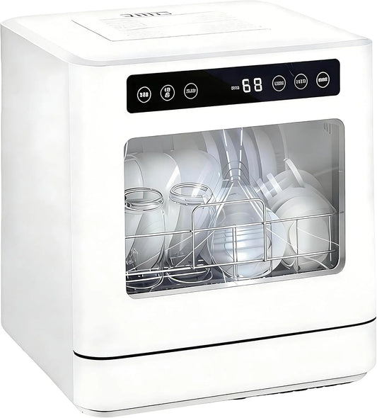 Lave-vaisselle, 4 programmes, Double Jet d'eau À 360°, Température Maximale De 75 °C, Lave 8 Bols Et Assiettes, Convient pour 2 À 4 Personnes, 167
