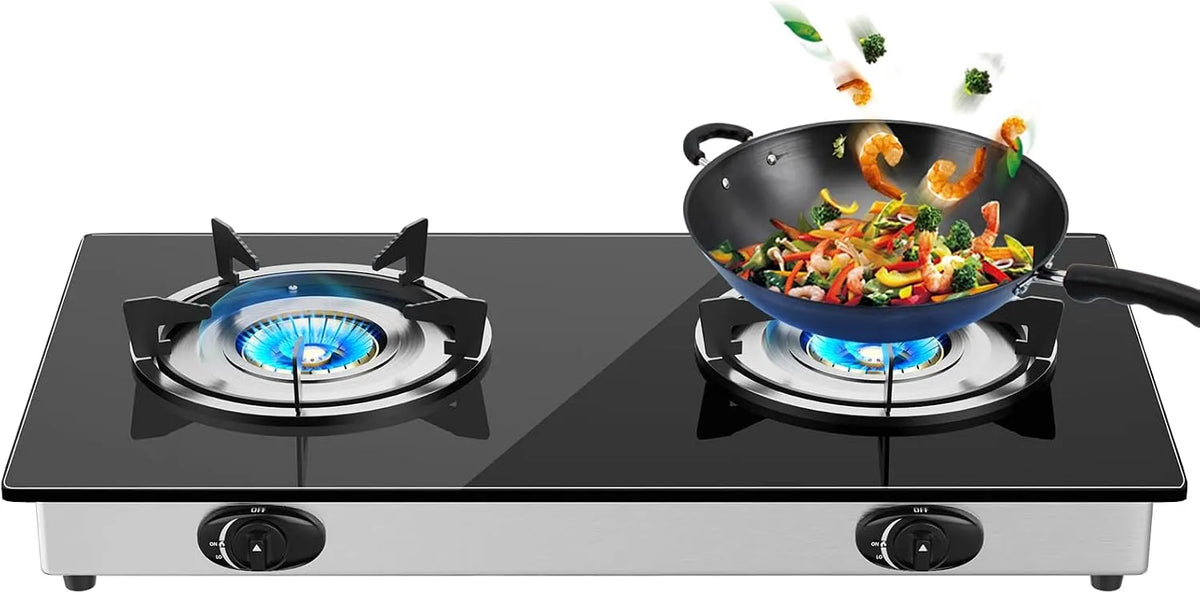 Cuisinière avec four, 2 foyers, camping, Plaque de cuisson à gaz à 2 zones: cette cuisinière à gaz à 2 feux est conçue pour vous permettre de