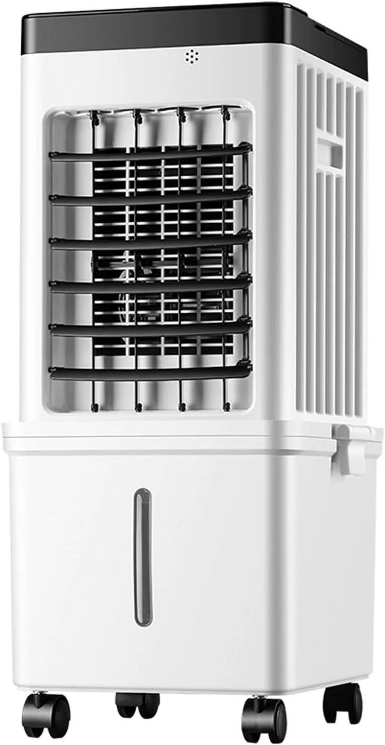 Climatiseur, portable, roulettes de déplacement, 3 vitesses, silencieux, Refroidisseur d'Air Évaporatif, Roulettes et Boîtes à Glace pour Chambre