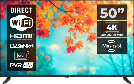 Smart TV Elegance, 50 pouces, 3840 × 2160, téléviseur, 4K UHD, HDR, triple tuner DVB-T2, S2, HDMI, USB, Wi-Fi, Bluetooth, Android OS, VESA 200×300