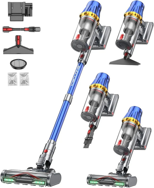 Aspirateur 58Kpa/650W/80Min, 650 W, tactile, bleu, Brosse Anti-Emmêlement LED Verte, Écran Tactile