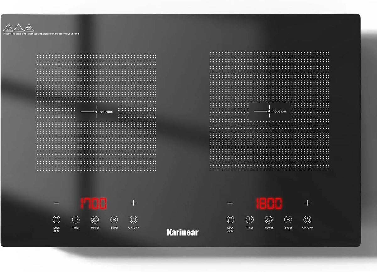 Plaque à induction, 2 foyers, 3500 W, 220 V, table de cuisson à induction, Boost, tactile, verrouillage, minuteur, portable, Karinear Plaque à