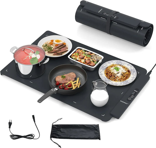 Produit Tapis Chauffant Alimentaire Électrique en Silicone, COSTWAY Chauffe Plat Électrique Pliable, Plateau Chauffant Portable avec Température