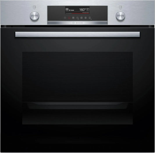 Bosch HBG579BS3F Four électrique, encastrable, effet 3D, acier inoxydable, Série 6, HotAir 3D, Pyrolyse, AirFry, Inox, AutoPilot, Cleaning Assistance