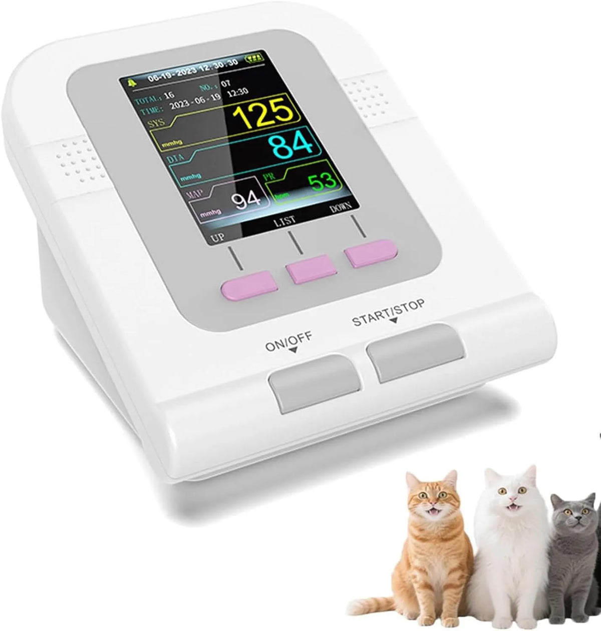 idéal pour Les Chiens, tensiomètre numérique Automatique équipé de écran LCD et 3 brassards, Tensiomètre vétérinaire pour Animaux, Les Chats et Les