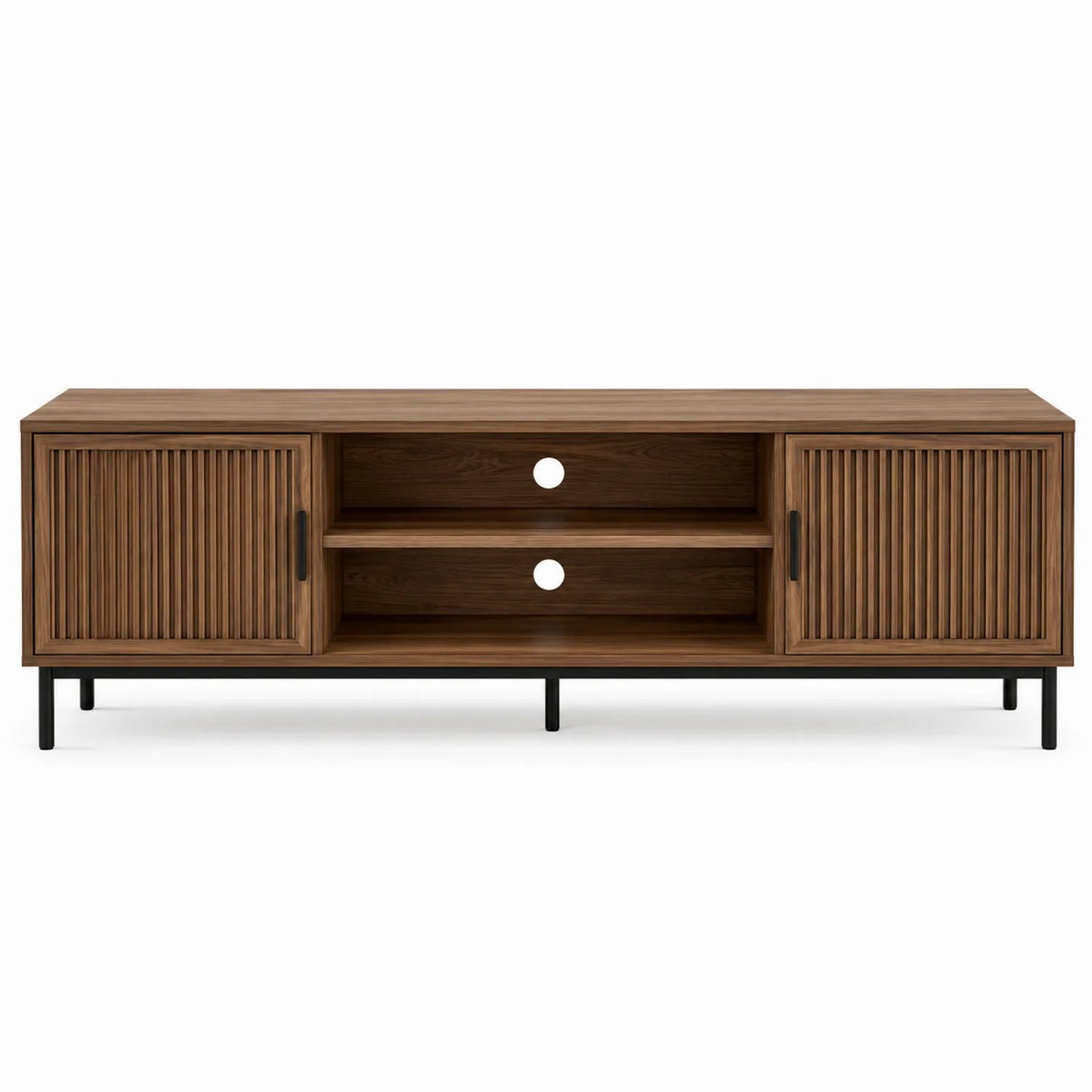 Meuble TV en bois et métal brun 160x40x50 cm