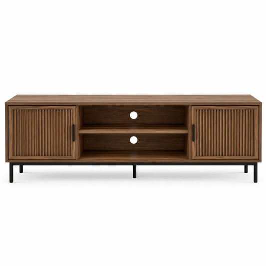 Meuble TV en bois et métal brun 160x40x50 cm