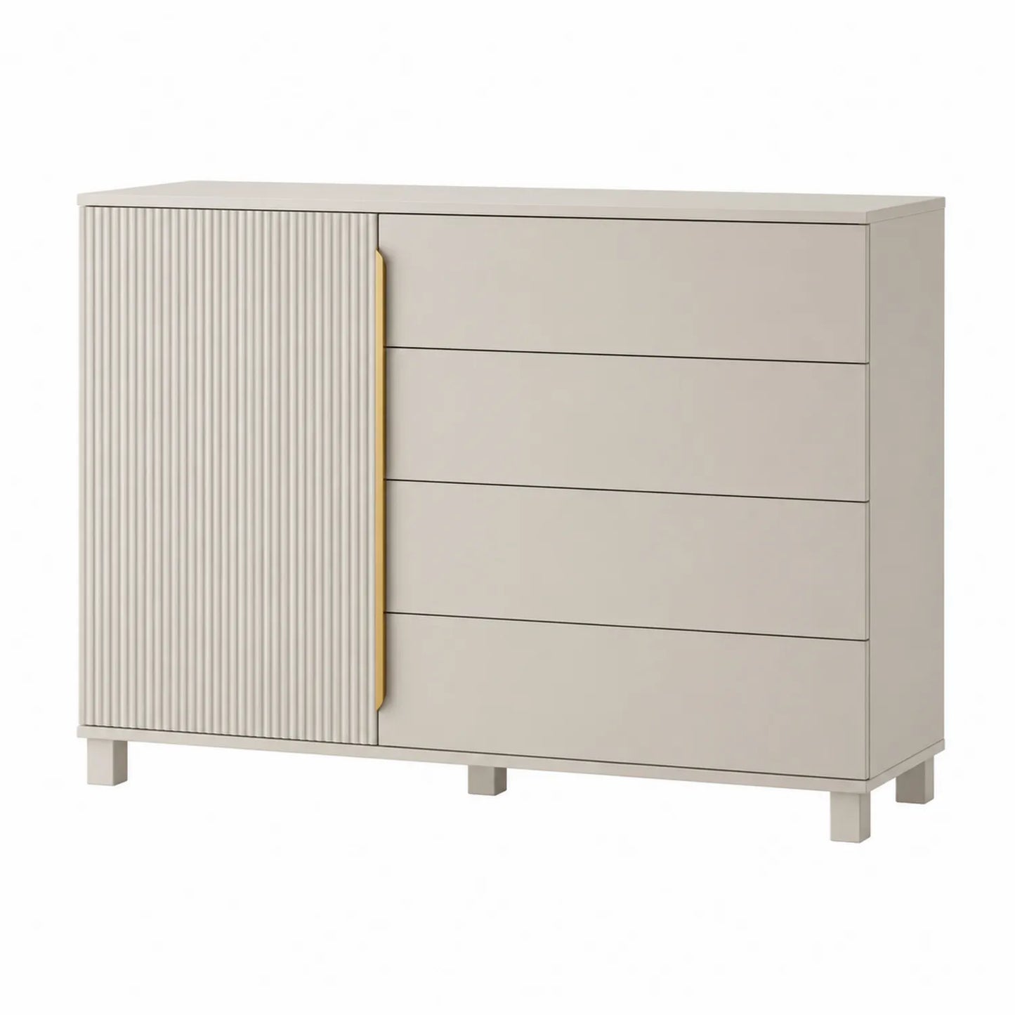 Buffet beige avec tiroirs et porte en bois 110x40x85cm