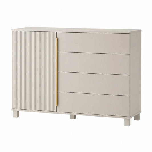 Buffet beige avec tiroirs et porte en bois 110x40x85cm