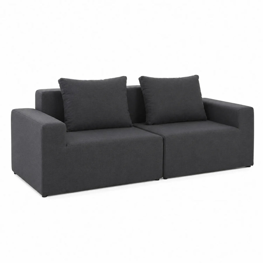 Canapé modulable en tissu gris foncé 2 places
