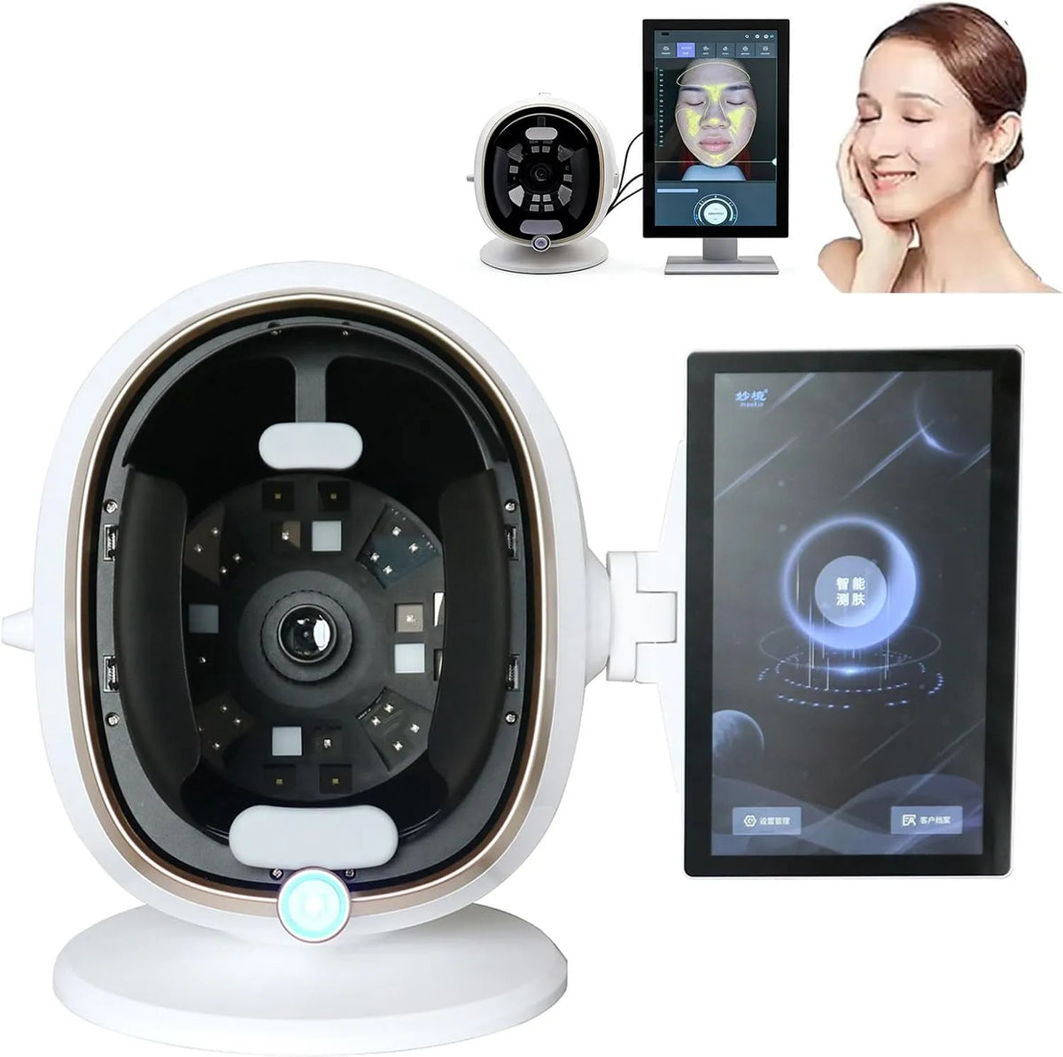 HD 38 White-13.3in Pixels HD 38 MP, Analyseur De Peau Intelligent 13,3″/21,5″, 8 Types D'Analyse Spectrale, 20 Indicateurs De Test
