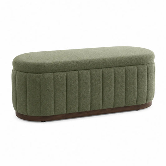 Banc rectangulaire en polyester vert avec base en bois