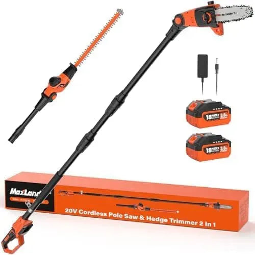 Élagueuse et taille-haie électrique sans fil, Portée maximale de 4,5 m avec tige d'extension, Longueur de coupe : 45 cm, Longueur de coupe : 20 cm