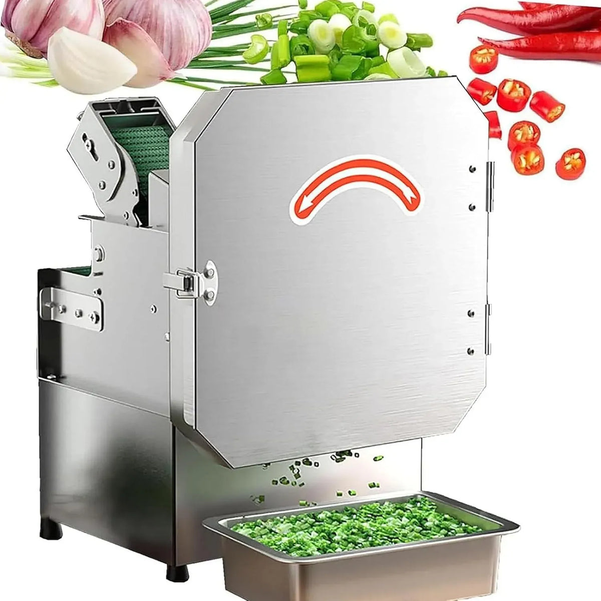 Trancheuse Électrique Robuste, pour Acier Inoxydable De Qualité Professionnelle Pour Oignons Verts, Coupe-légumes Professionnel 300 W, Capacité De