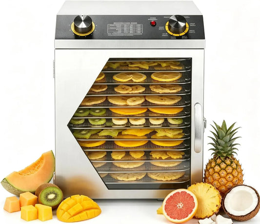 12Layers-110v Protection Contre la surchauffe, Grands Plateaux pour la Viande séchée, pour Déshydrateur Alimentaire de qualité Professionnelle, Porte