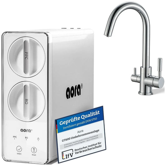 Évier de cuisine GT600, système de filtration d'eau potable, aora Système d'osmose inverse + robinet à 3 voies en laiton chromé