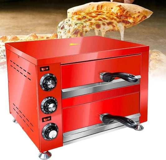 Four électrique à pizza, 12 pouces, minuteur, professionnel, 2 zones de température, température réglable et minuterie de 60 Minutes, 30 cm
