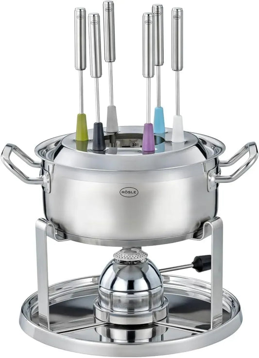 Accessoire pour appareil, 20 cm, 1000 W, RÖSLE, acier inoxydable, Set de Fondue pour 6 Personnes, brûleur à gaz 1000W